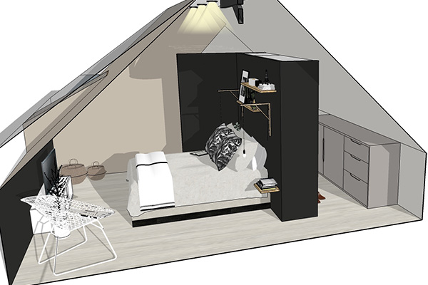 Plan 3D du lit